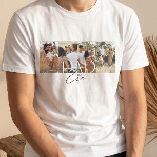 Camiseta Colagem de Fotos da Família da Era do Pai Elegante
