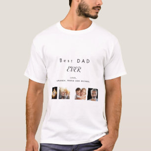 Camiseta Colagem de fotos da família do pai - branco preto