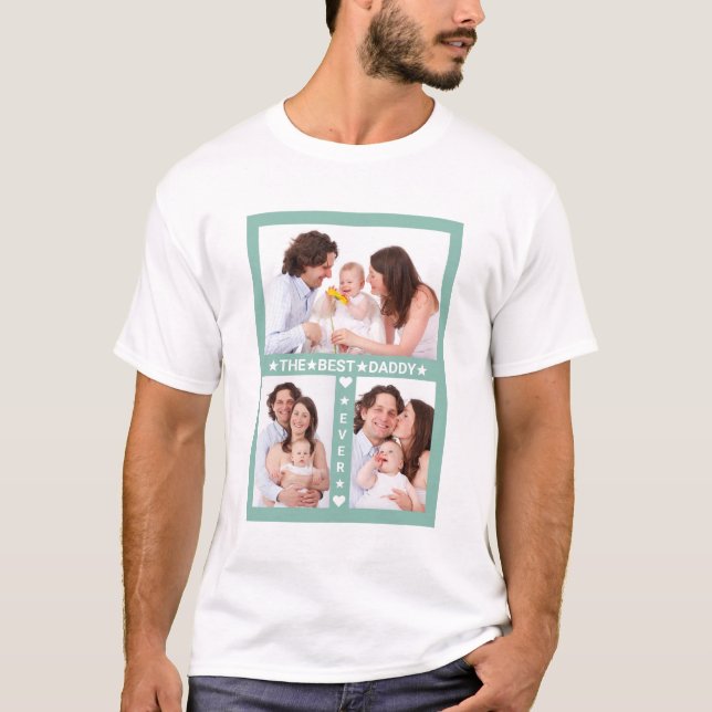 Camiseta Colagem de Fotos da Família Nunca Mais Pai Do Melh (Frente)