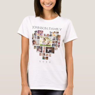 Camiseta Colagem de Fotos da Família (Personalizar Foto e T