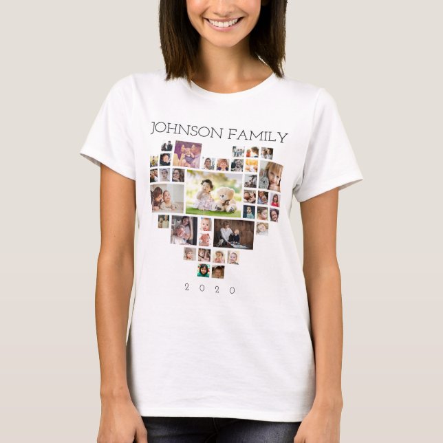 Camiseta Colagem de Fotos da Família (Personalizar Foto e T (Frente)