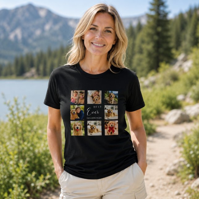 Camiseta Colagem de fotos da mãe com Golden Retriever preto (Criador carregado)