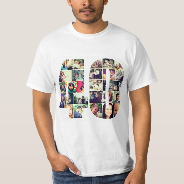 Camiseta Colagem de fotos de 40 números (Frente)