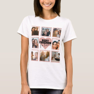 Camiseta Colagem de Fotos de Amigas Modernas Coração de Ros