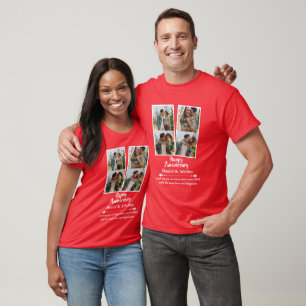 Camiseta Colagem de Fotos de Amor de Aniversário de Casamen