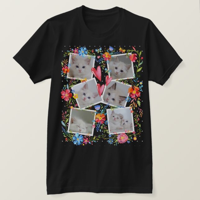 Camiseta Colagem de Fotos de Gatinho Adorável Criativo (Frente do Design)
