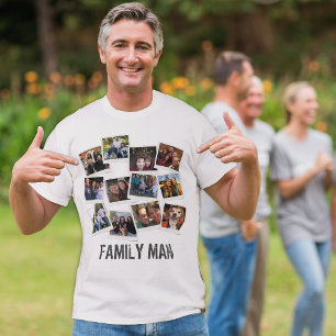Camiseta Colagem de Fotos de Homem da Família de pais Foto 