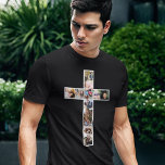 Camiseta Colagem de Fotos de Jesus Cross<br><div class="desc">Camiseta preta, religiosa urbana, com a cruz do cristo jesus, composta por 12 fotos personalizadas. Perfeito para o veste do dia a dia ou para um memorial em memória de um ente querido que morreu! Dica da foto: recorte as fotos em quadrados antes de carregar, garantindo que o assunto esteja...</div>