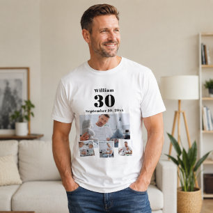 Camiseta Colagem de fotos de nome de aniversário