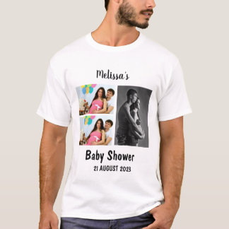 Camiseta Colagem de Fotos do Chá de fraldas 3 Personalizado