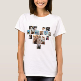Camiseta Colagem de Fotos do Coração do Dia de os namorados