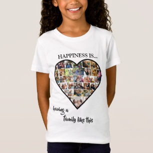 Camiseta Colagem de Fotos do Coração   Felicidade é ter uma