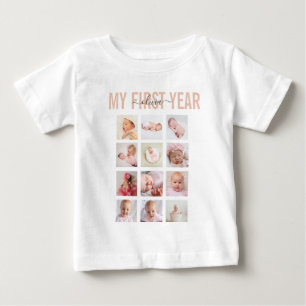 Camiseta Colagem de Fotos do Meu Primeiro Ano de Nome de Be