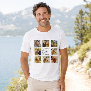 Camiseta Colagem de fotos do pai com Golden Retriever