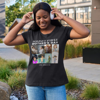 Camiseta Colagem de Fotos do Primeiro Dia da Mãe por Tipogr