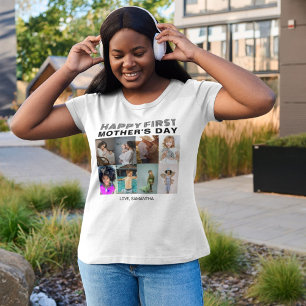 Camiseta Colagem de Fotos do Primeiro Dia das Mães da Tipog