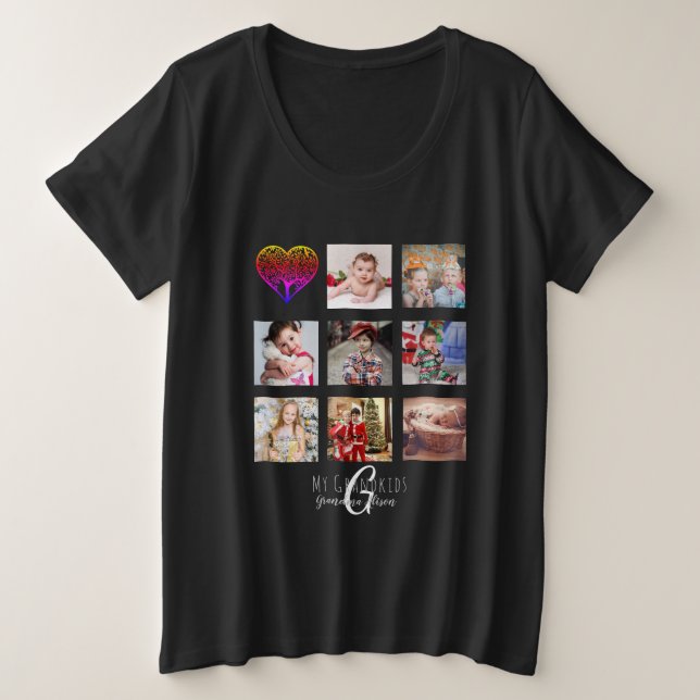 Camiseta Colagem de Fotos em Árvore Familiar Avó Avó Gift (Frente do Design)