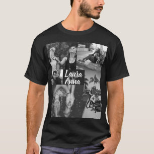 Camiseta Colagem de fotos em preto e branco de amigos perso