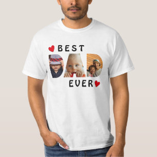 Camiseta Colagem de Fotos Ever 3 do Melhor Pai Personalizad