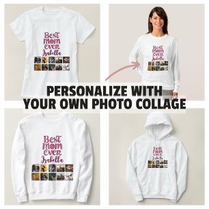 Camiseta Colagem de Fotos Lembrança da Mãe Citação Moderna