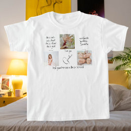 Camiseta Colagem de Fotos Moderna Bonita Eu Te Amo Crianças