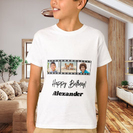 Camiseta Colagem de fotos nome do menino no aniversário