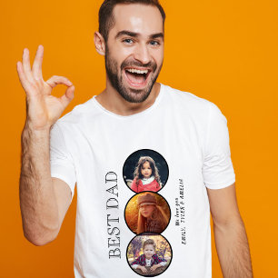 Camiseta Colagem de Fotos Oval no Dia 3 do Pai do Melhor Pa