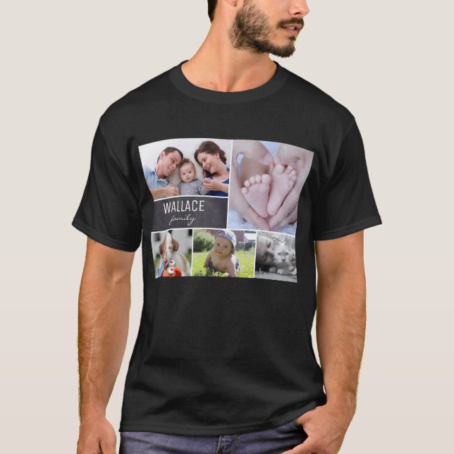 Camiseta Colagem de Fotos Personalizada da Família (Frente)