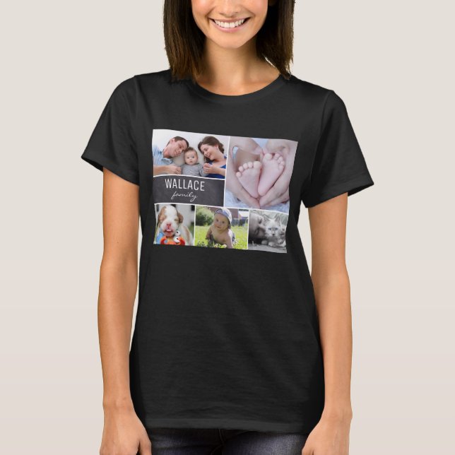 Camiseta Colagem de Fotos Personalizada da Família do dia d (Frente)