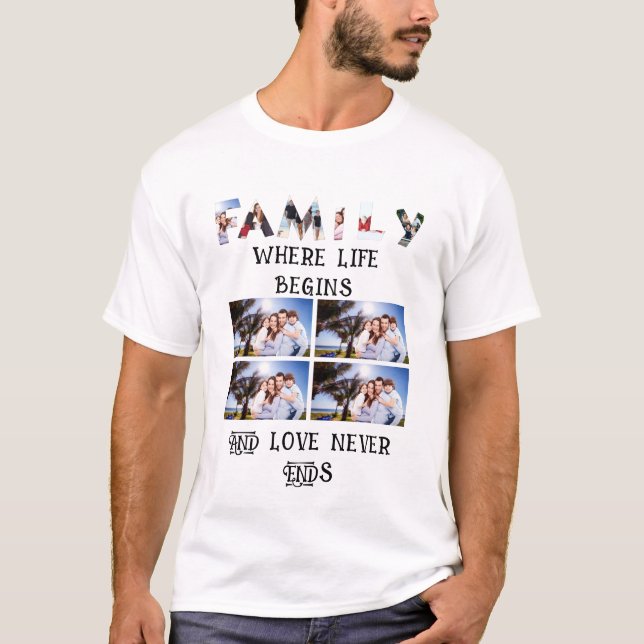 Camiseta Colagem de Fotos Personalizada da Família Moderna  (Frente)