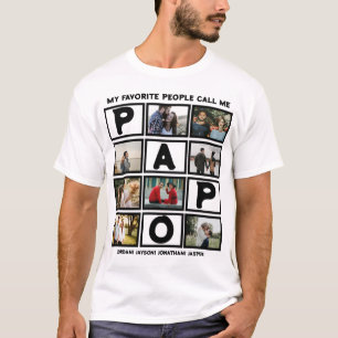 Camiseta Colagem de Fotos Personalizada do Avô Moderno Papo