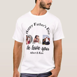 Camiseta Colagem de fotos personalizada do Pai 3 feliz