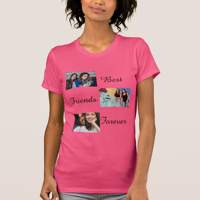Camiseta Colagem de Fotos Personalizada dos Melhores Amigos (Frente)
