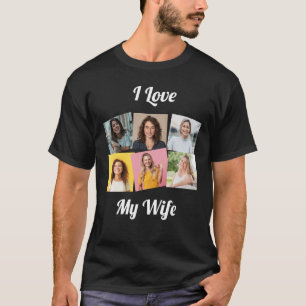 Camiseta Colagem de Fotos Personalizada "Eu Amo Minha Espos