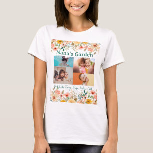 Camiseta Colagem de Fotos Personalizada Nana Grandma's Gard