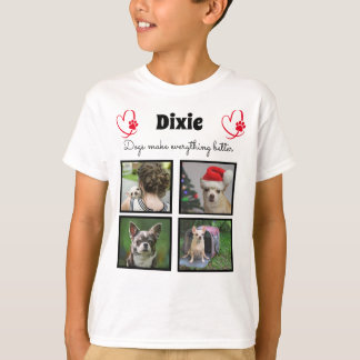 Camiseta Colagem de fotos personalizada para amantes de cãe