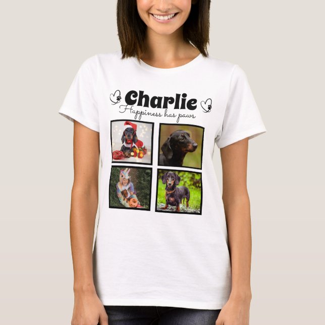 Camiseta Colagem de fotos personalizada para o amante de cã (Frente)
