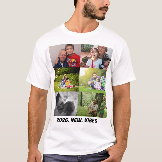 Camiseta Colagem de fotos personalizadas 2026 vibes 6  (Frente)