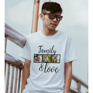 Camiseta Colagem de Fotos Personalizadas da Família e do Am