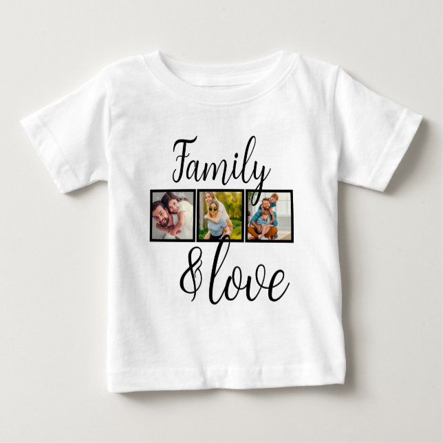 Camiseta Colagem de Fotos Personalizadas da Família e do Am (Frente)