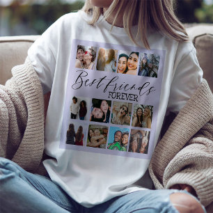 Camiseta Colagem de Fotos Roxa dos Melhores Amigos legal