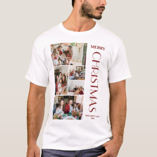 Camiseta Colagem de Fotos Simples da Família Natal Elegante