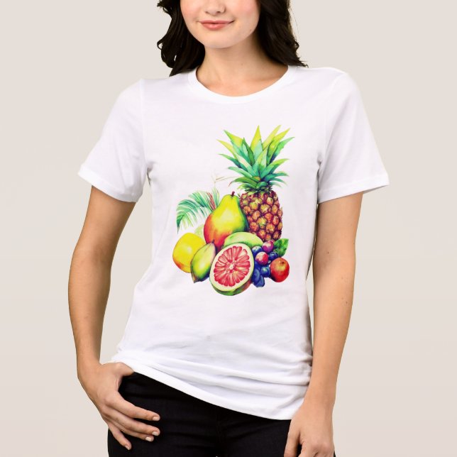 Camiseta Colagem de Frutas Tropicais (Frente)