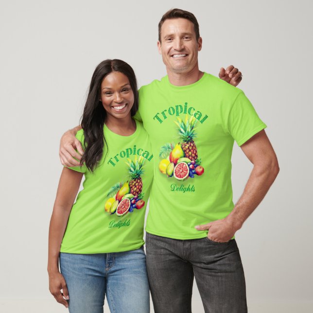 Camiseta Colagem de Frutas Tropicais (Unissex)