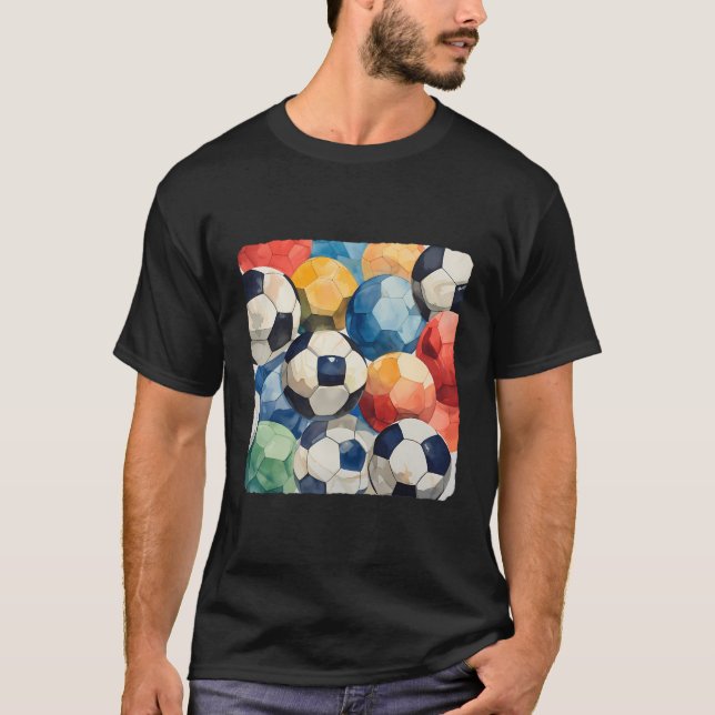 Camiseta Colagem De Futebol De Diferentes Bolas De Futebol (Frente)