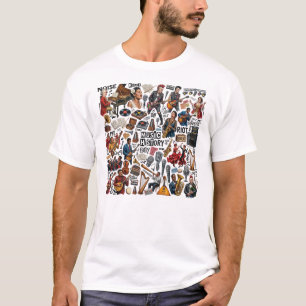 Camiseta Colagem de História e Gêneros Musicais - Retro, Pu
