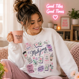Camiseta Colagem de Mahjong com Peças