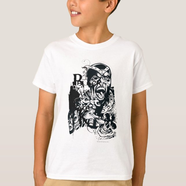 Camiseta Colagem de Mão Negra e Crânio (Frente)