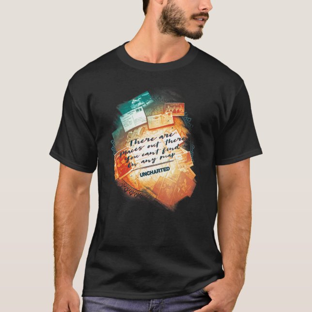 Camiseta Colagem de Mapa Descartado (Frente)