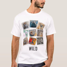 Camiseta Colagem de Moldura de Foto de Animal Selvagem com 